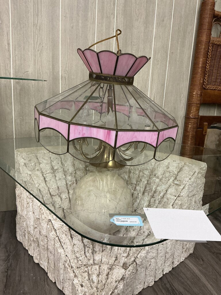 #60 Pink Clear Chandelier