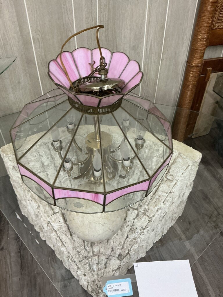 #60 Pink Clear Chandelier